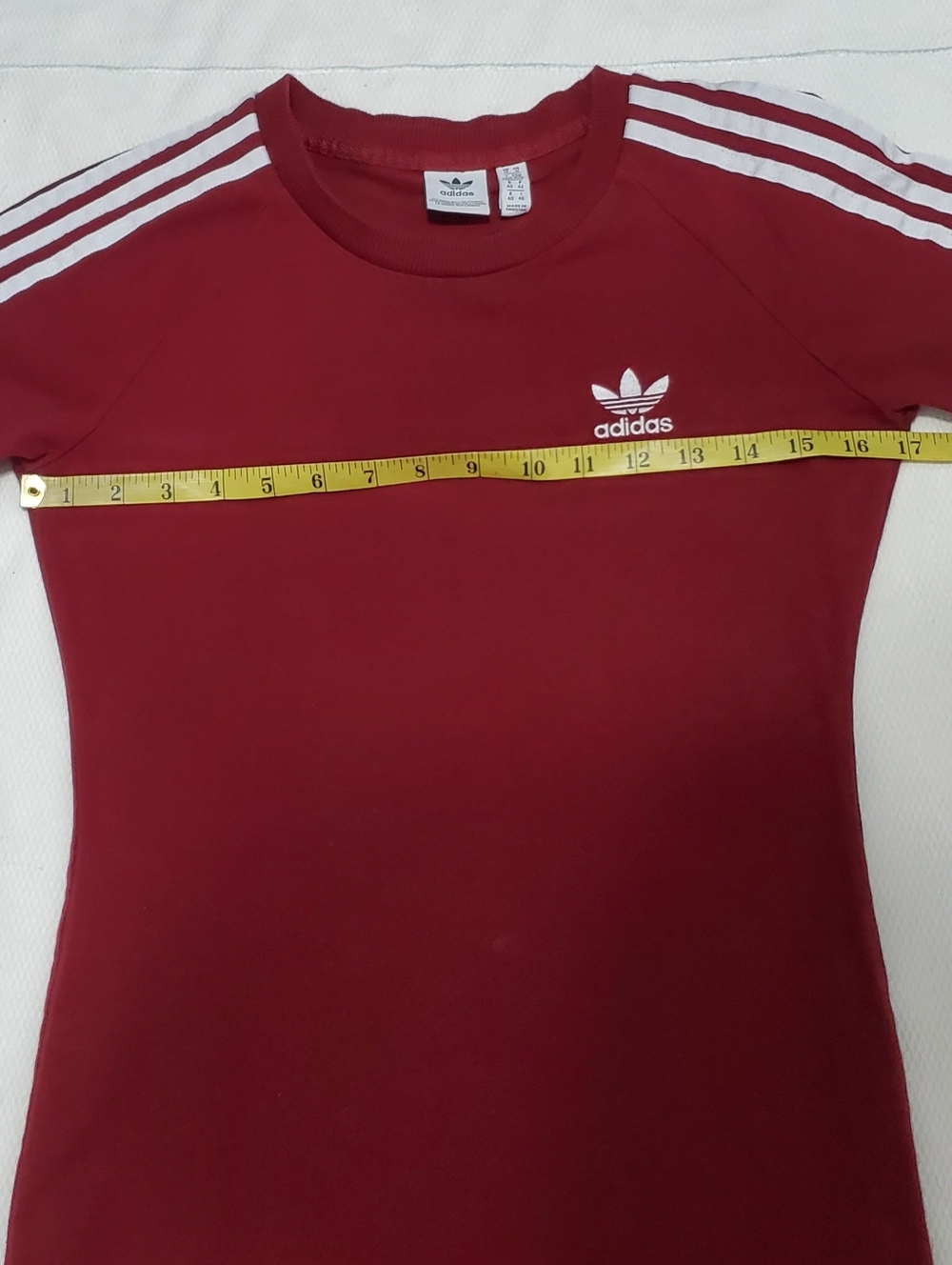 Adidas 3 Stripes Burgundy Collegiate Cotton Jersey Dress Womens Medium - Picture 6 of 10